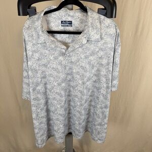Ben Hogan Performance Golf White Blue Gray All Over Print Polo Shirt Size 3XL